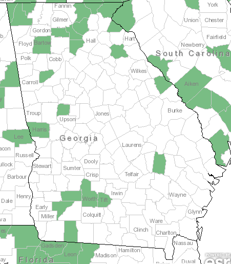 The Georgia range of Andropogon gerardii
